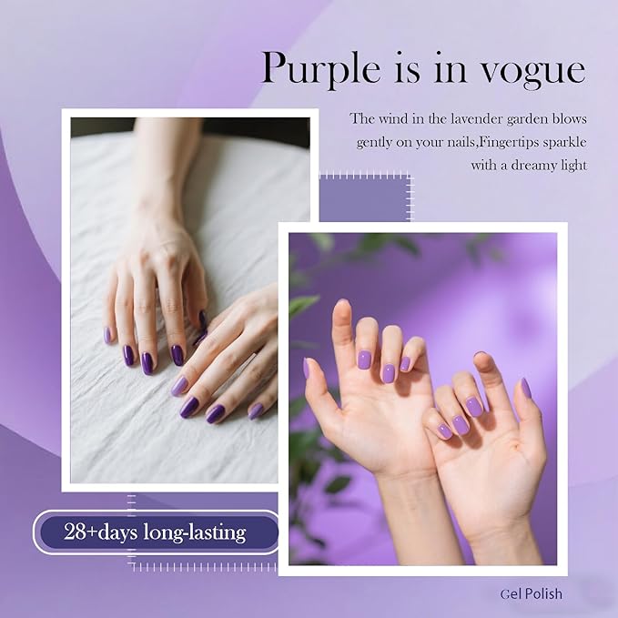 CAMILA ¿ 6pcs 15ml Hema Free Tpo Free Gel Polish Set Purple Gel Nail Polish Kit Soak Off Gel Polish Manicure Salon For Women G Set