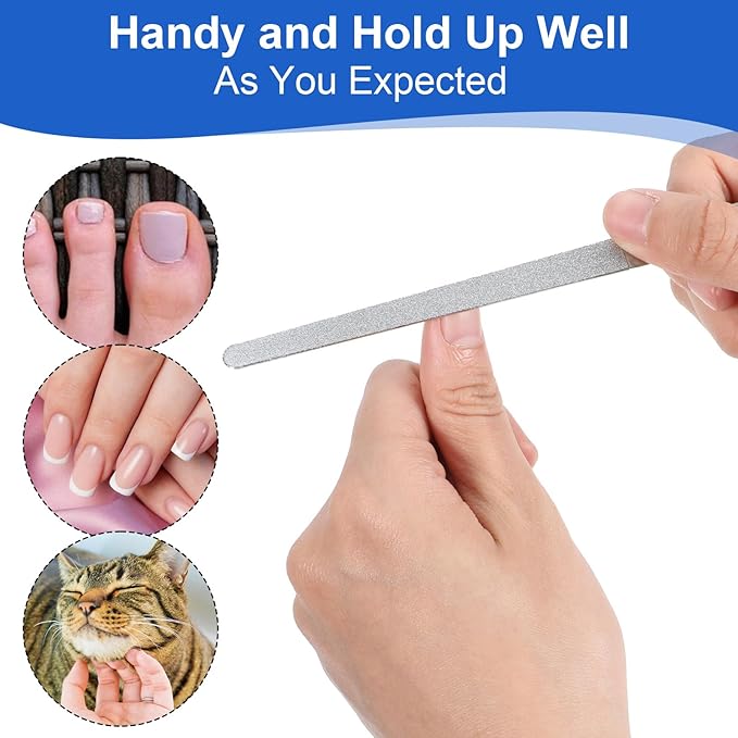 6 Pcs Diamond Deb Nail File Stainless Steel Buffers, Metal Nail File with Sharp Pointed Tip for Natural Nails Double-Sided Manicure Pedicure Toenail Tools for Salon and Home