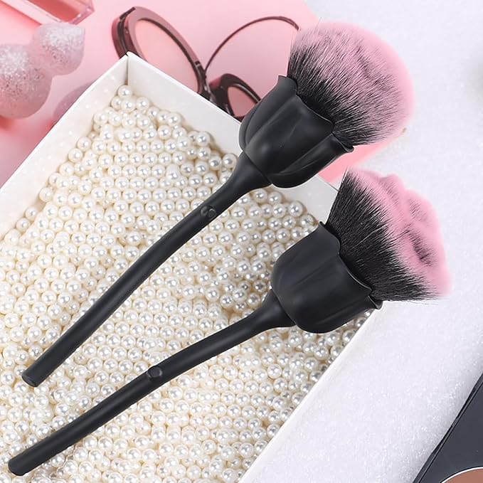WOKOTO 2pcs Black Rose Shape Nail Dust Brushes Make Up Brush Set Nail Art Powder Remover Soft Foundation Brush Cleaning Dust Cleaner Brush For Nail Trimming Cleaning Tools For Nails Make Up