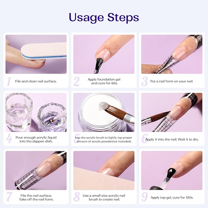 Monomer Acrylic Nail Liquid: 4fl.oz Professional EMA Acrylic Liquid Monomer with Nail Brush for Beginners at Home DIY Nail Salon Use Non-Yellowing MMA-Free