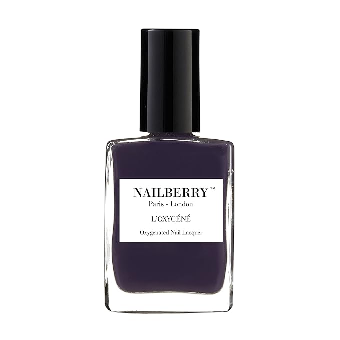 Nailberry L'Oxygéné Oxygenated Nail Lacquer | Blueberry | Dark Blue Purple Opaque Nail Polish | UV Protected Long-Wear Nail Polish | 12-Free | Vegan | Certified Halal | Cruelty & Gluten Free | 15 ml
