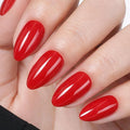 UNA GELLA 32Pcs Soft Gel Press on Nails - 16 Sizes Classic Red Almond Glue on Nails, Reusable Glossy Solid Red False Nails, Full Cover Acrylic Nail Kit for Women DIY Home Manicure
