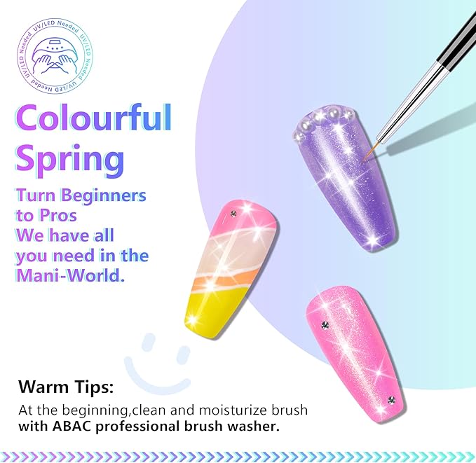 ABAC 24 Color Solid Gel Nail Polish,Pat Paint Gel,Ombre Nail Gel Hema-Free No-Spill Rainbow Shades w/Pro Brush,Summer 2025 Clump-Free Shimmer for Rave,Beach & Festival Nails