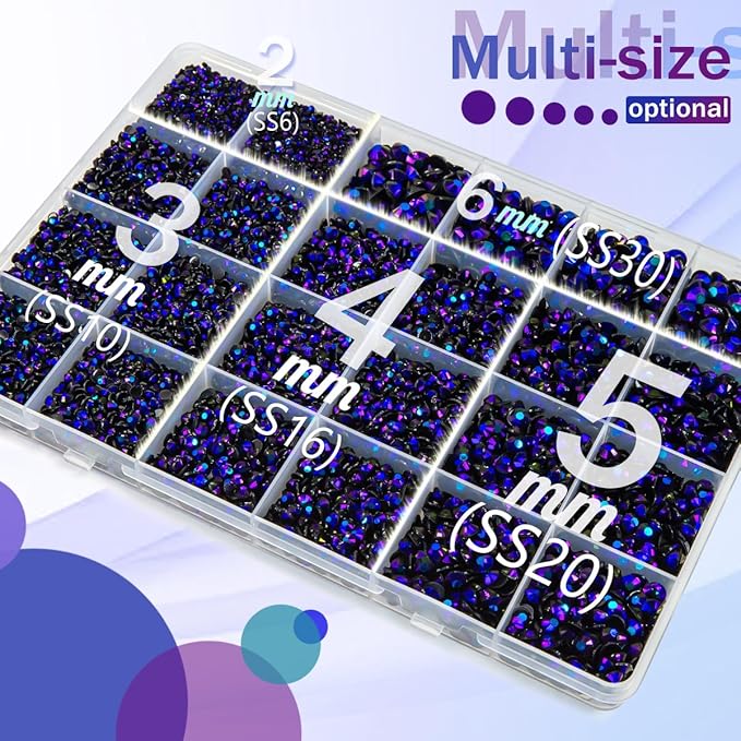 Black Violet AB Resin Rhinestones w B7000 Glue for Bedazzling Crafting 2mm-6mm Flatback Jelly Stones Diamonds Gems Bedazzler Kit for Nails Face Eyes Makeup Tumblers Bottles DIY Crafts Shoes