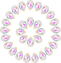 MECCANIXITY 48 Pcs 3D Teardrop Rhinestones Diamond Nail Charm Crystal Pointback K9 Glass Rhinestones Crystal Gems for Jewelry Making, Craft, 10x14mm, AB Transparent