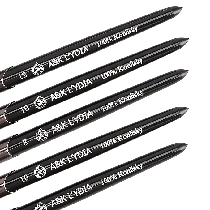 A&K L'YDIA Acylic Nail Brush-2pcs Pure Konlisky Sable hair Crimped Oval Nail Art Brush Black Metal handle with Nail Files for Professional acrylic Application Manicure Crystal Powder Pedicure