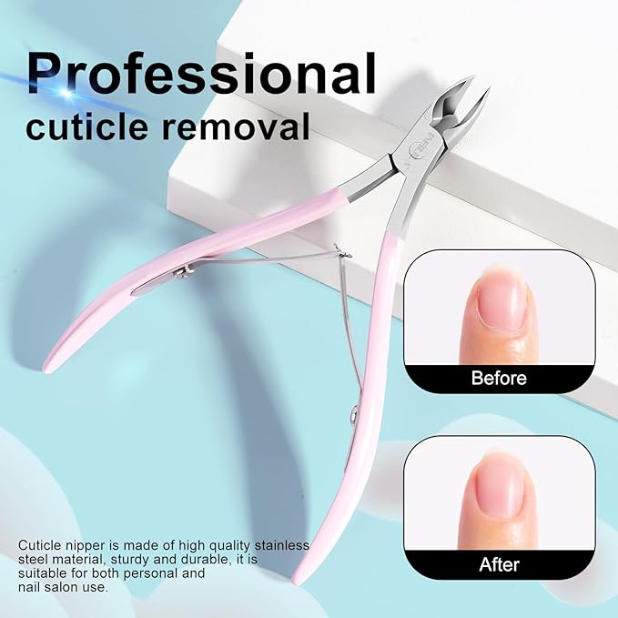 NXJ INFILILA Cuticle Trimmer, Cuticle Clippers for Women Stainless Steel Cuticle Cutter Extremely Sharp Full Jaw Cuticle Nippers Gift for Professional Nail Salon and Home Use