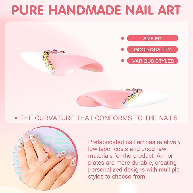 10PCS Press On Nails Short Almond,Handmade Painted Acrylic False Nails Press ons with 3D Butterfly & Floral Charm Salon Design,Luxury Glue On Nails for Woman Girls Gift (38M)