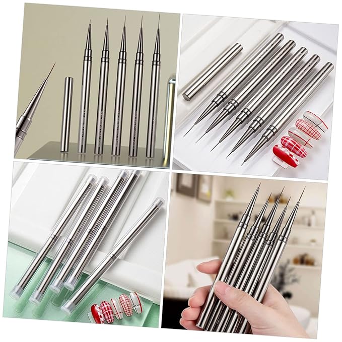Nail Art Liner Brush Pen Precision Manicure Tool for Diy Nail Design Metal Handle for Home and Professional Use