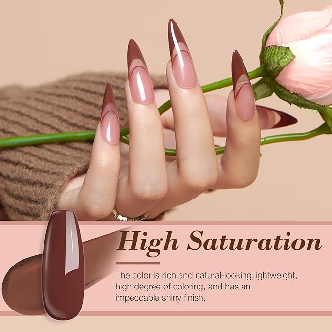 AZUREBEAUTY Dip Powder Nail Kit Starter, All Season Skin Tone Nude Brown 4 Colors Acrylic Dip Powder Liquid Set with Base/Top Coat Activator for French Nail Art Manicure DIY Salon Gifts
