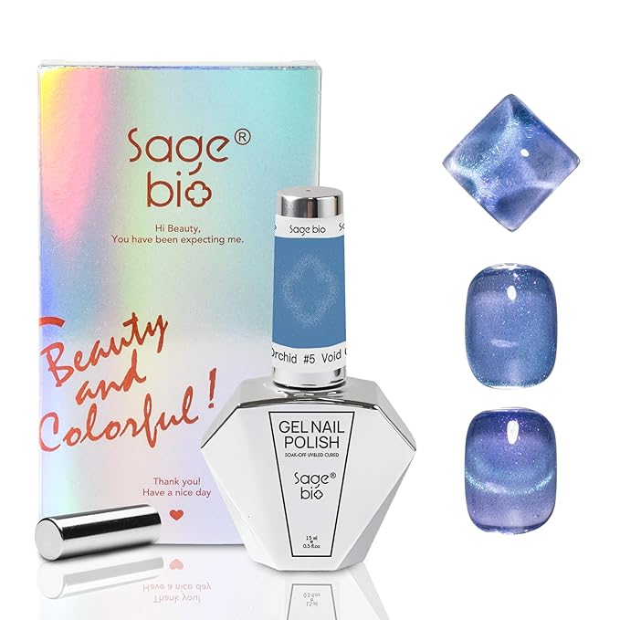 Cat Eye Gel Nail Polish 15ml Void Orchid, Magnetic Gel with Glass Bead Effect, Soak Off UV LED Nail Gel, Easy Home DIY Manicure