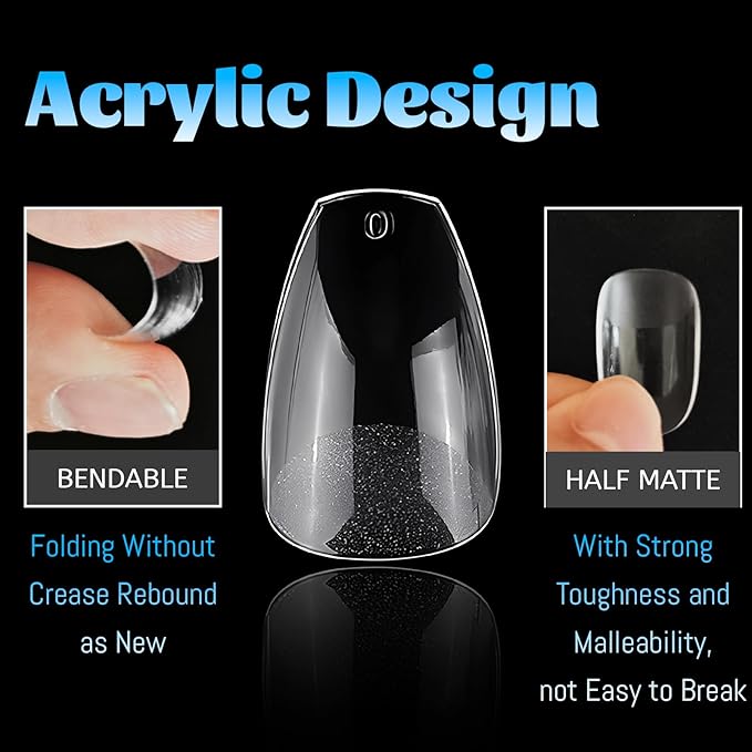 240pc Coffin Gel Nail Tips Short Fake Nails for Press on Nails Clear Acrylic Nails Tips, 12 Sizes Full Cover Nail tips Coffin Soft Gel Nail Tips False Nails Extension Artificial Fingernail