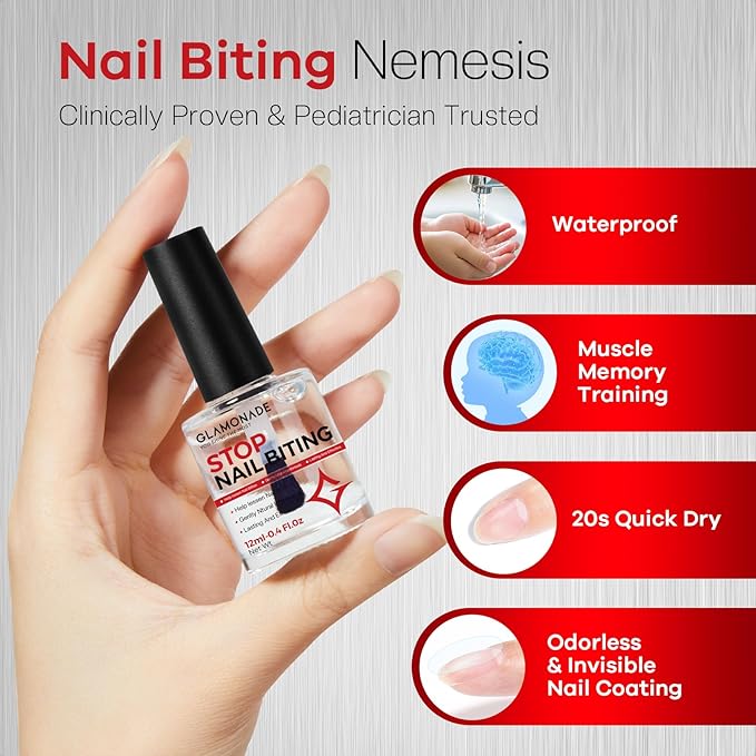 Nail Biting Prevention For Kids: 12ml Extra Strong Nail Biting Treatment Anti Toddler Thumb Sucking Deterrent Stopper Nail Repair for Damaged Nails 48H Long Lasting Matte Odorless Onychophagy Relief