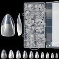Almond Gel Nail Tips, 600PCS Pre - Etched Clear Fake Nails, 10 Sizes Full Cover Soft Acrylic Press - On Nail Extensions, No C Curve, DIY Manicure at Home