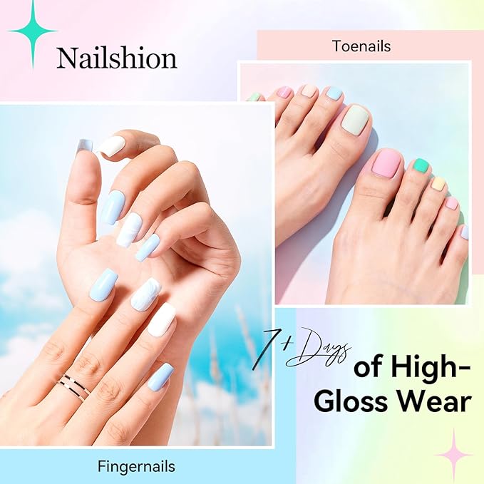 Pastel Nail Polish Set-16 Colors Macaron Pink Blue Yellow Nude Pink Purple Air Dry Nail Polish Set with Base Top Coat & Remover Pads,Vegan, Non-gel Air Dry Salon DIY Nail Art Design Kit
