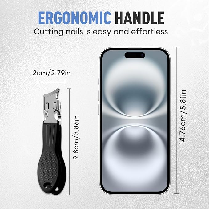 Wide Jaw Opening Anti-Splash Slanted Nail Clipper 3PCS Set with Case, Household Fingernail and Toenail Clippers Set for Ingrown Nails & Thick Nails (Black)