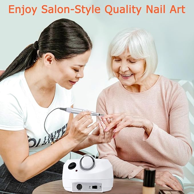 Professional Nail Drill Set 30000RPM E File Nail Drill Machine with Foot Pedal Nails Drill Bits Electric Acrylic Nail File Kits Nail Grinder for Gel Nails at Home Nail Salon Manicure Pedicure, White