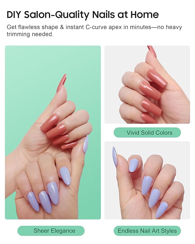Extra Thick Short Square Nail Tips, Natural Curve Strong Clear Pre-etched Press on Nail Gel Extension, Full Cover False Nail Tipsfor Acrylic French Salon DIY 15 Sizes 360 pcs