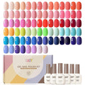 GAOY 42 Pcs Gel Nail Polish Kit, Bright Neon Colors Spring Summer Gel Nail Polish Set with Glossy & Matte Top Coat and Base Coat for Salon and DIY Manicure at Home