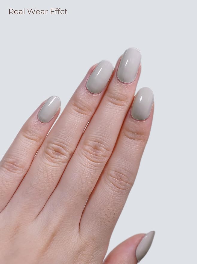 Semi Cured Gel Nail Strips - UV Light Gel Nail Stickers - 20 Long Lasting Salon Quality Wraps (Ethereal White)