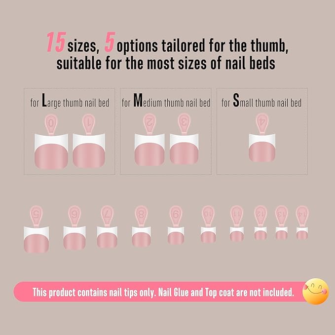 NOVO OVO Halloween Short Toe Nail Tips White French Tip with Moon Curve, BABY PINK Thick Sharp Square Toenail Extension, Soft Gel False Nail Kit, Need Glue Builder Gel Top Coat x15 Sizes 240 pcs