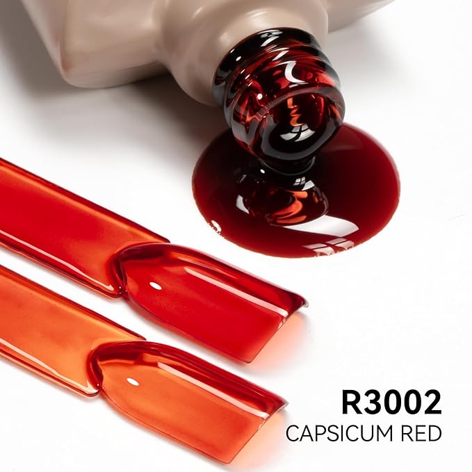 MAYCHAO 15ML Jelly Capsicum Red Gel Nail Polish 1Pc Transparent Chili Oil Red Gel Polish Soak Off UV LED Transparent Nail Polish Nail Art Starter Manicure Salon DIY at Home, 0.5 OZ