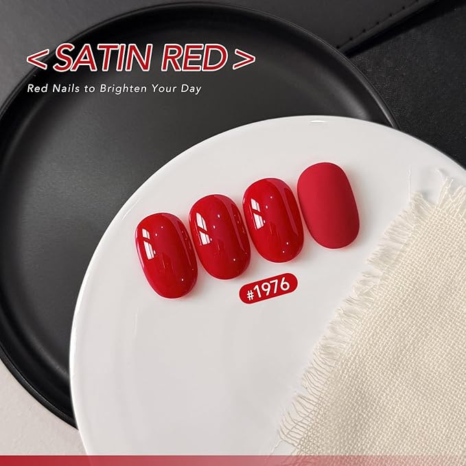 GAOY Red Gel Nail Polish, 16ml Soak Off Gel Polish, UV Light Cure for Nail Art DIY Manicure at Home, 1976 Satin Red