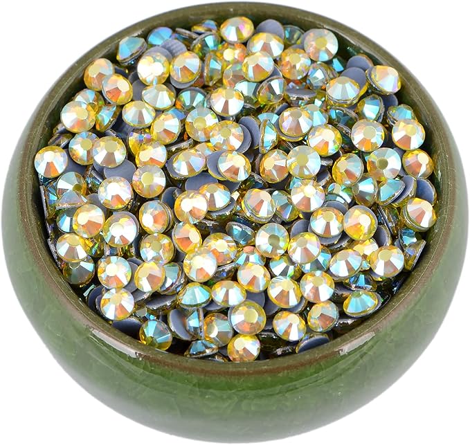 NCB 288pcs Hotfix Rhinestones Bulk, Crystal Hot Fix Rhinestones for Crafts Clothes DIY Decoration (Citrine AB, SS30 6.3mm)
