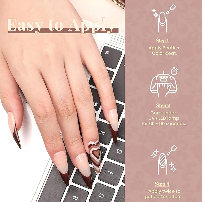 Beetles Neutral Gel Polish Set - Nude Pink Brown Neutral White Colors 6 Colors Gel Nail Polish Set for Nail Art Manicure Soak Off Uv LED Nail Lamp Needed Gifts for Women Coffee Time