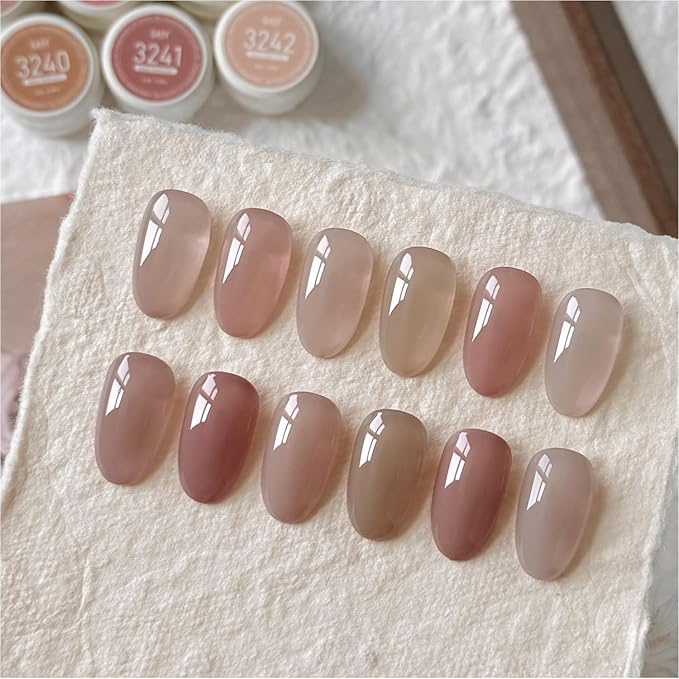GAOY Natural Jelly Gel Nail Polish Set, 6 Colors Sheer Pink UV Gel Polish, for Salon Manicure & Nail Art DIY at Home, Nude Symphony