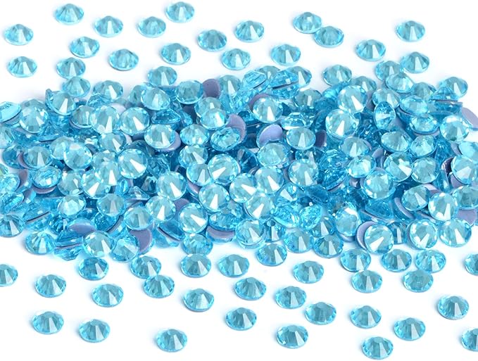 NCB 2880pcs Hotfix Rhinestones, Round Flatback Crystal Glass Hot Fix Rhinestones for Crafts Clothes Shoes Shirts Caps Decoration (Aquamarine, SS6 2mm)