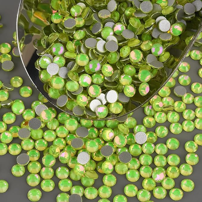 Blinginbox Rhinestones for Crafting,Flatback Rhinestones Glass Gems Stones Round Gemstones Non-Hotfix Crystal for Crafts Nail Decoration,Lemon Lime Crystal(6.4-6.6mm) SS30/288pcs