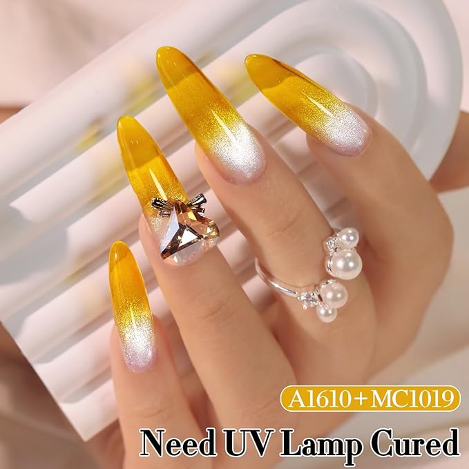 Double Rhythm 0.5 Oz Jelly Gel Polish Same Color Same Bottle Sheer Neutral Natural Light Milky Pastel 15ML Translucent Polish Art DIY at Home (Crystal Yellow-A1610)