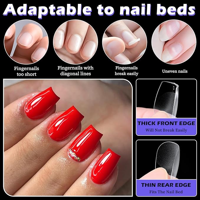 LoveOurHome 600pc Extra Short Coffin Nail Tips Clear Fake Nails XS Short Coffin Gel Nail Tips Full Cover Acrylic Nails Clear Press on Nails XS False Nail 15 Sizes Fingernail for Gel Nail Extension