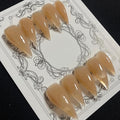 Luxury Press on Nails Medium Stiletto Handmade Eagle Claw Unique Reusable ABS Material Amber Fake Nails Dragon Cat Claw Fall False Nails Glossy Glue on Nail Curved Thick Acrylic Nail(M)