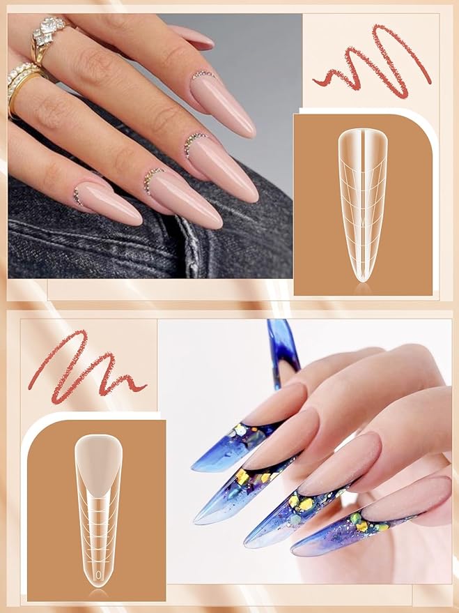 EBANKU 96PCS 4 Styles Dual Nail Forms for Polygel, Clear Matte ABS Plastic Nail Mold Tips, 12 Sizes, Full Cover, Salon Home DIY Manicure