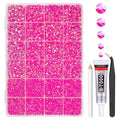 Hot Pink AB Resin Rhinestones w B7000 Glue for Bedazzling Crafting 2mm- 6mm Rose Pink Flatback Jelly Stones Diamonds Gems Bedazzler Kit Charms for Nails Face Eyes Makeup Tumblers Bottles Crafts