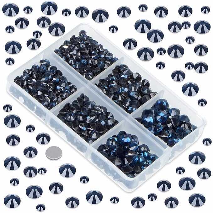 LPBeads 6000 Pieces Montana Non Hotfix Rhinestones 6 Sizes Round Crystal Glass Flat Back Rhinestones with Tweezers and Picking Pen for Nail Art Crafts Clothes Bags DIY