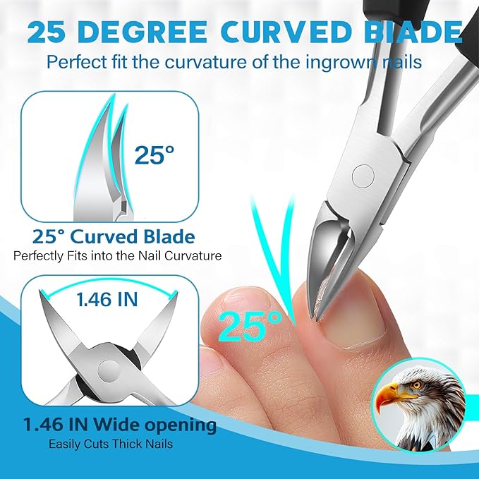 2026 Heavy Duty Toenail Clippers for Thick Nails, 7-in-1 Pedicure Kit with Catcher for Seniors & Men, Professional Wide Jaw Ingrown Toe Nail Clipper Set, Podiatrist Tool