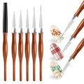 5 Pcs Nail Art Liner Brushes, Wooden Handle Striping Brushes for Ultra Fine Lines, Plaid & Floral Detailing, Gel Polish & Acrylic Painting, 5/8/12/15/20mm (Wood Color)