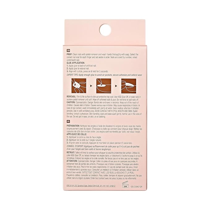 Goldfinger Trendy False Nails Kit, Long Coffin Design Nail, Playful Yellow Pink Abstract Print, Ready to Wear Gel & Manicure Stick Included, Long-Lasting Convenient & Easy to Apply