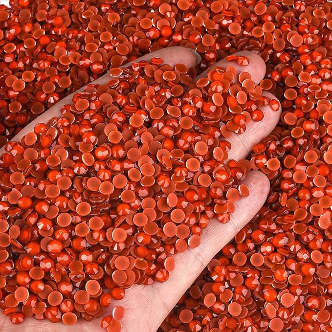 Blinginbox Flatback Rhinestones Round Gems, 1440pcs Luminous Series Glass Stones Neon Gems Non Hotfix Crystal Rhinestones for Nail Charms Crafts Clothes Tumblers,Mac. Tangerine Luminous,SS30.