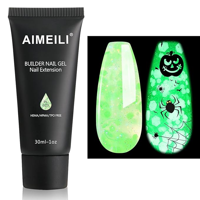 AIMEILI Poly Nail Extension Gel Glow in the Dark Builder Nail Gel Hema Free Poly Nail Enhancement Nail Art Design DIY Salon Nail At Home Gift for Women Nail Gel - 023