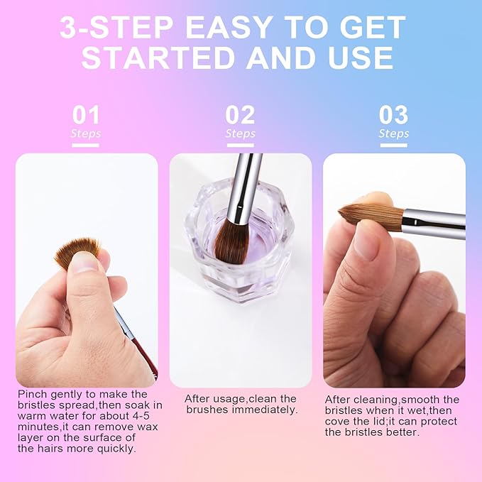 Acrylic Nail Brush Size 6, 100% Real Kolinsky Art Nail Brush for Acrylic Powder Application, Handmade Women Manicure Nail Extension Tool for Professional DIY Home Salon and Beginners