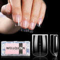 Short Square Nail Tips, 510Pcs Thick Straight Full Cover Fake Nails, Sharp Square Clear Press-On Nails French Acrylic False Nail Tips for Salon Home DIY 15 Sizes