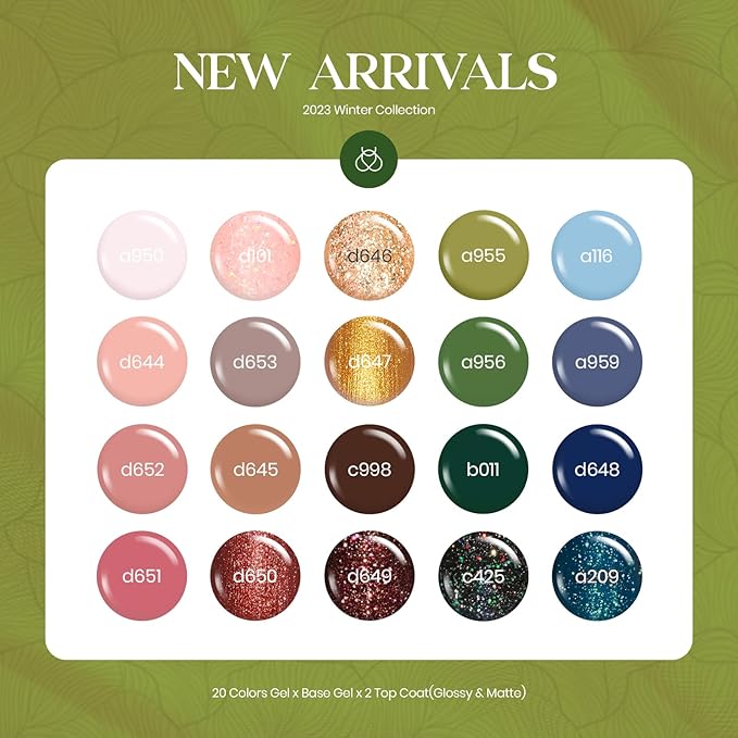 Beetles Brown Gel Polish Set - 20 Colors Nude Gel Nail Polish Shimmer Brown Red Green Blue Glitter with Base&Top Coat Soak off UV DIY Home Manicure Kit for Valentines Gift Set for Women