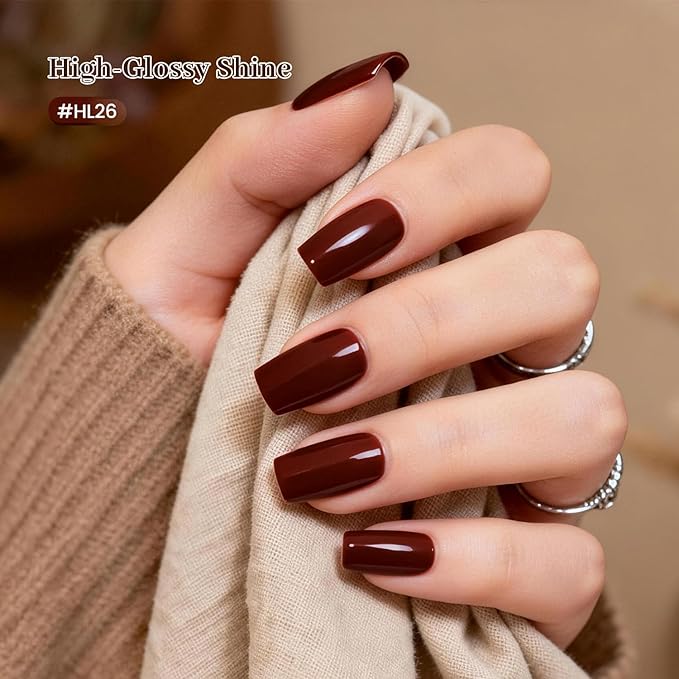 10ml Chocolate Brown Nail Polish Set 6 Colors Fall Winter Mocha Quick Dry Nail Polish Non Gel for Women Girls Gift