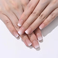 Brown Nude Ombre Press On Nails Short Square, Gradient French Tip Designer Fake Nail Reusable Real Acrylic Nails for Women, Glossy Soft Gel False Nail with Glue On Nails,Wedding Stick On Nail