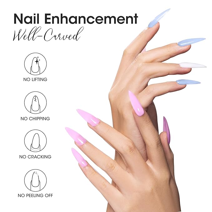 Gellen Builder Gel Kit - Nail Extension Kit with 4 Pastel Colors: Rose, Red, Violet, Blue, Green - Hard Gel Nail Builder, 15ml