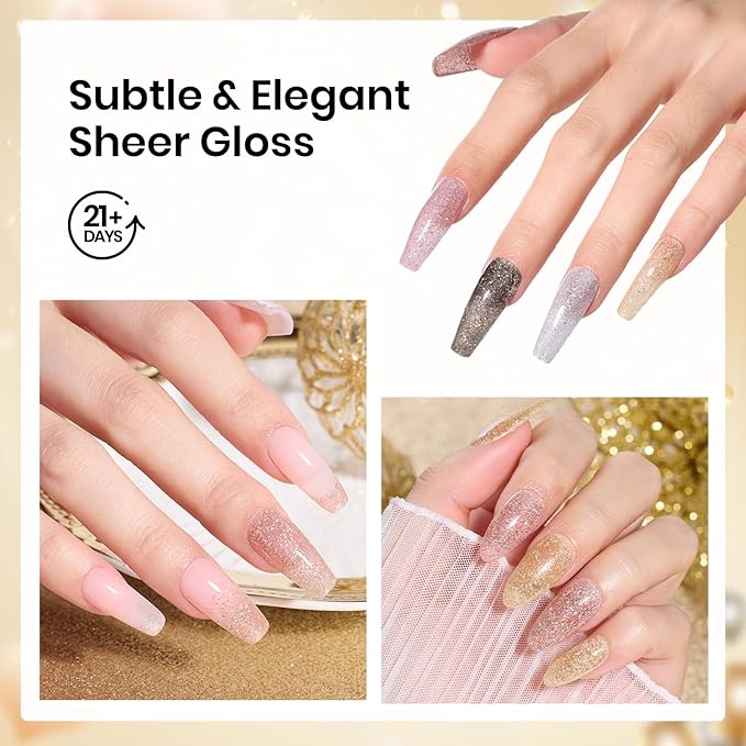 Beetles Dip Powder Nail Kit, 6 Colors Dipping Powder Nude White Pink Grey Yellow Glitter with Base Top Coat Activator and Tools All Season for French Nail Art DIY Home Manicure Salon Luxury Radiance